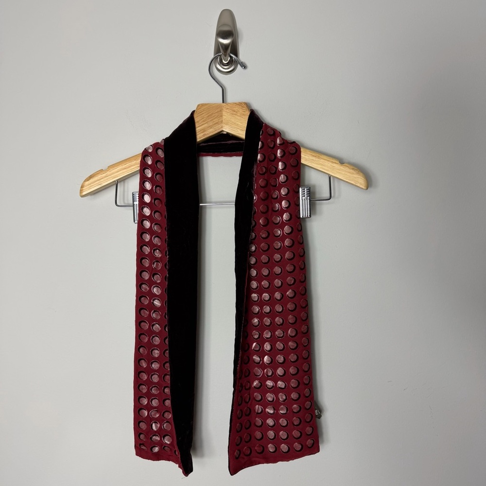 Echo Silk Velvet Reversible Polka Dot Burgundy Scarf